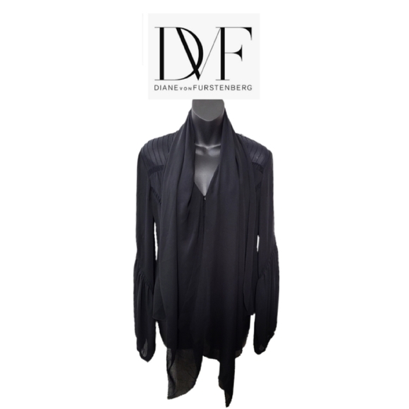 DVF CHALE BLACK SILK TOP - Picture 6 of 7